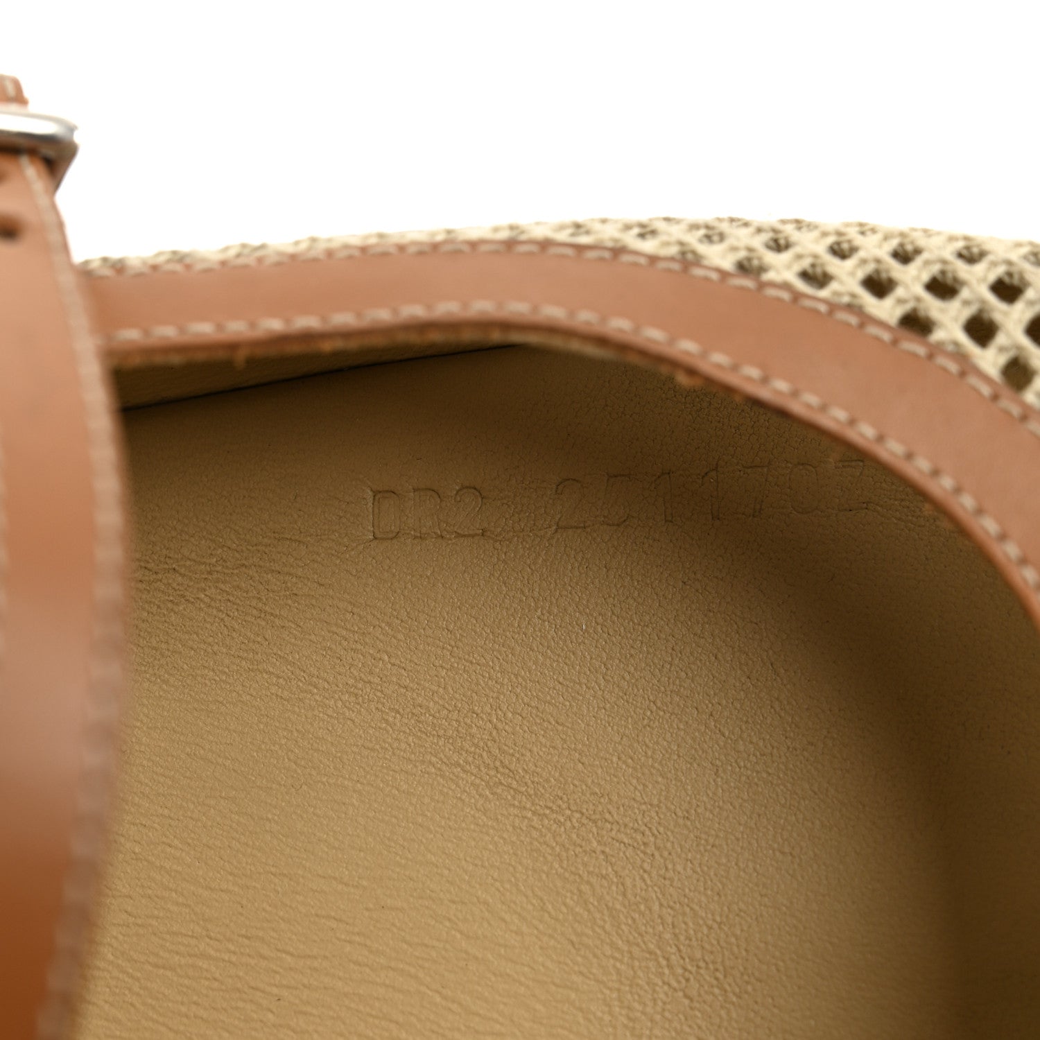 CROCHET KNIT CALFSKIN KICHU BALLET FLATS BEIGE LIN NATUREL