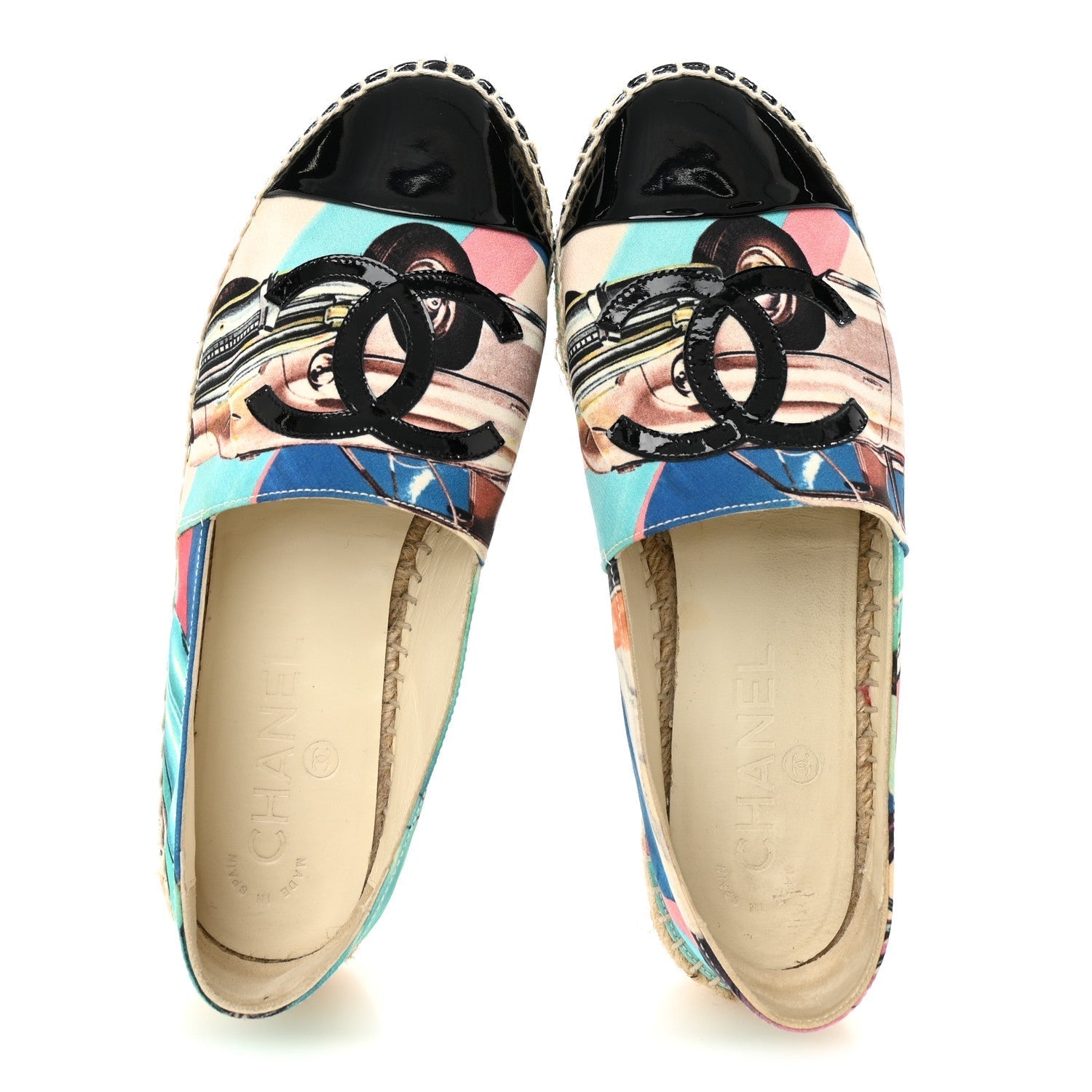 FABRIC PATENT CC ESPADRILLES MULTICOLOR BLACK