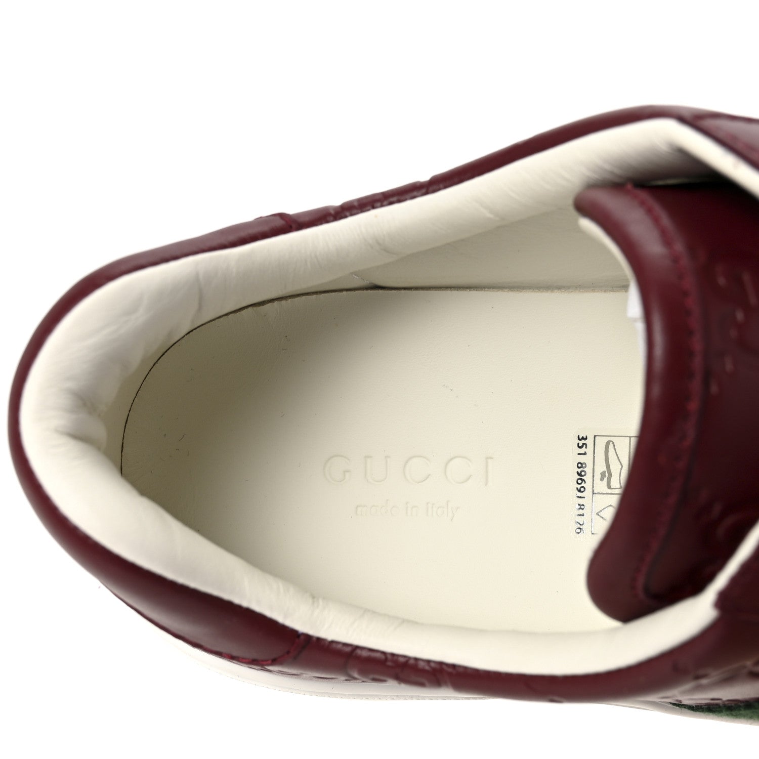 CALFSKIN GG EMBOSSED WEB MENS ACE SNEAKERS ANCORA RED
