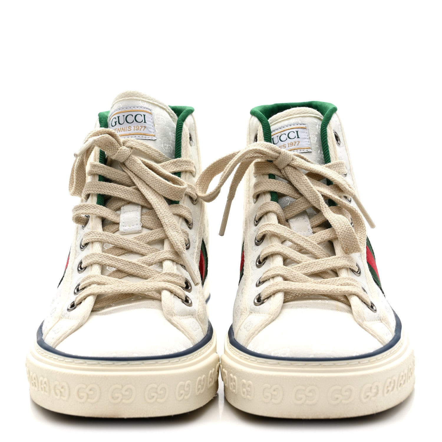 MONOGRAM GG MIGNON WEB WOMENS 1977 TENNIS HIGH TOP SNEAKERS WHITE
