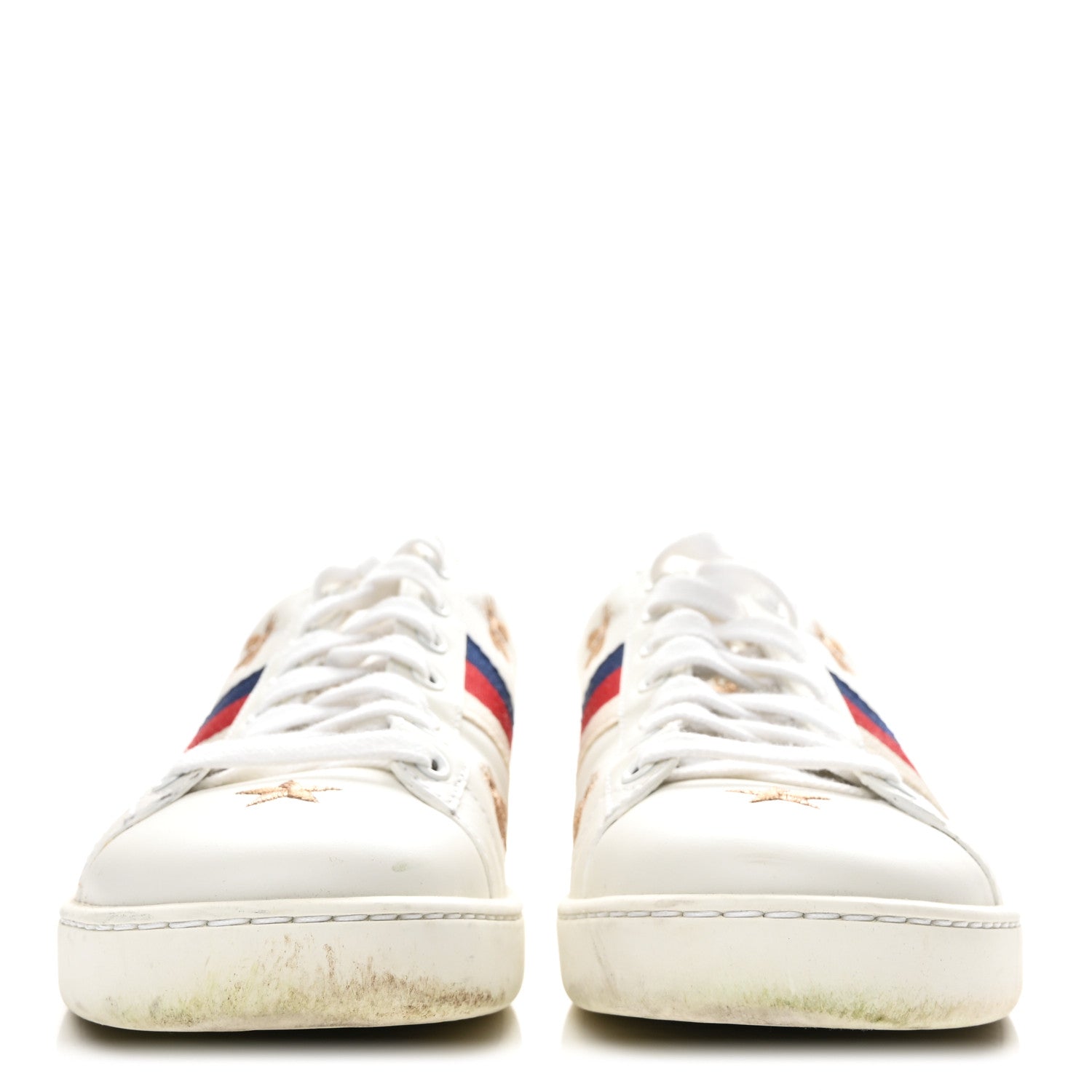 CALFSKIN BEE STAR EMBROIDERED SYLVIE WEB ACE SNEAKERS WHITE