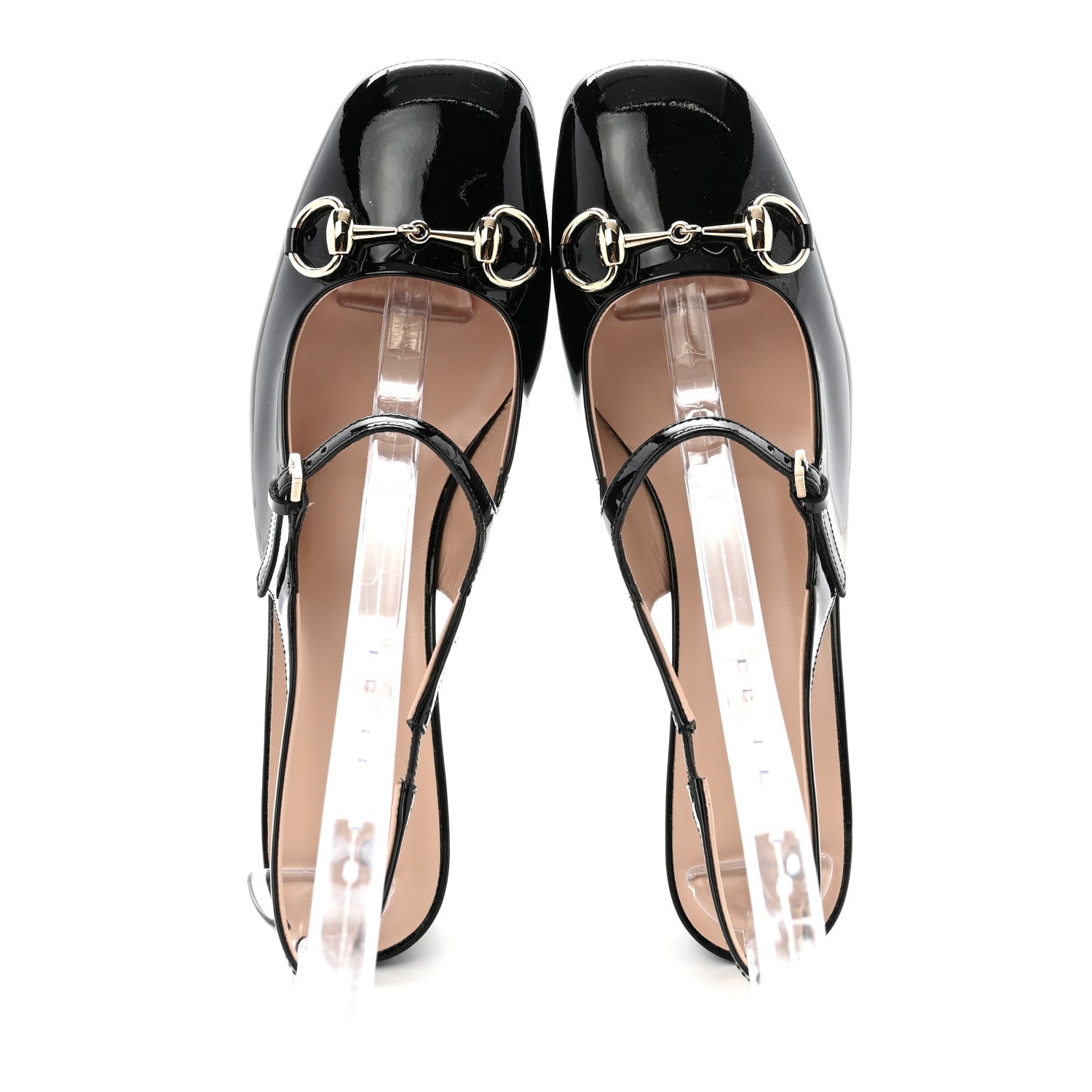 PATENT WOMENS HORSEBIT SLINGBACK PUMPS BLACK