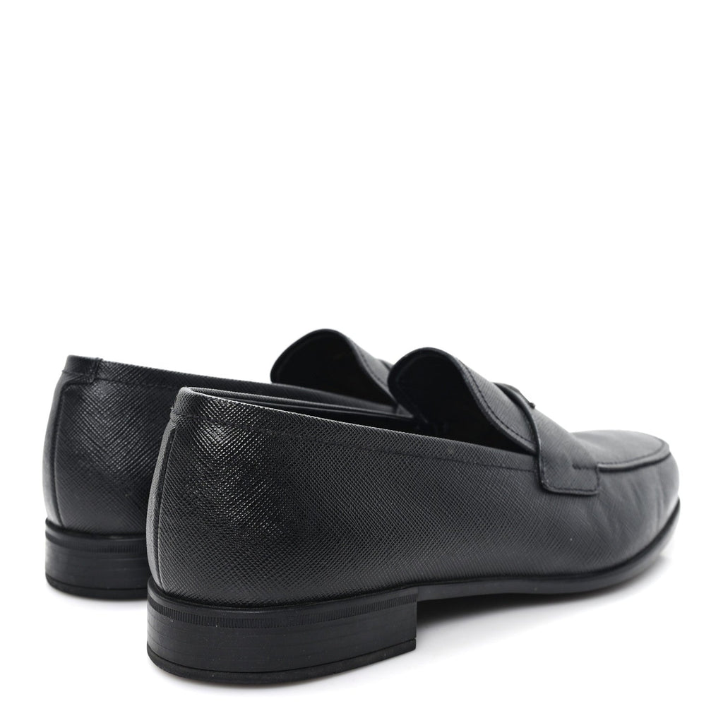 SAFFIANO MENS TRIANGLE LOAFERS BLACK