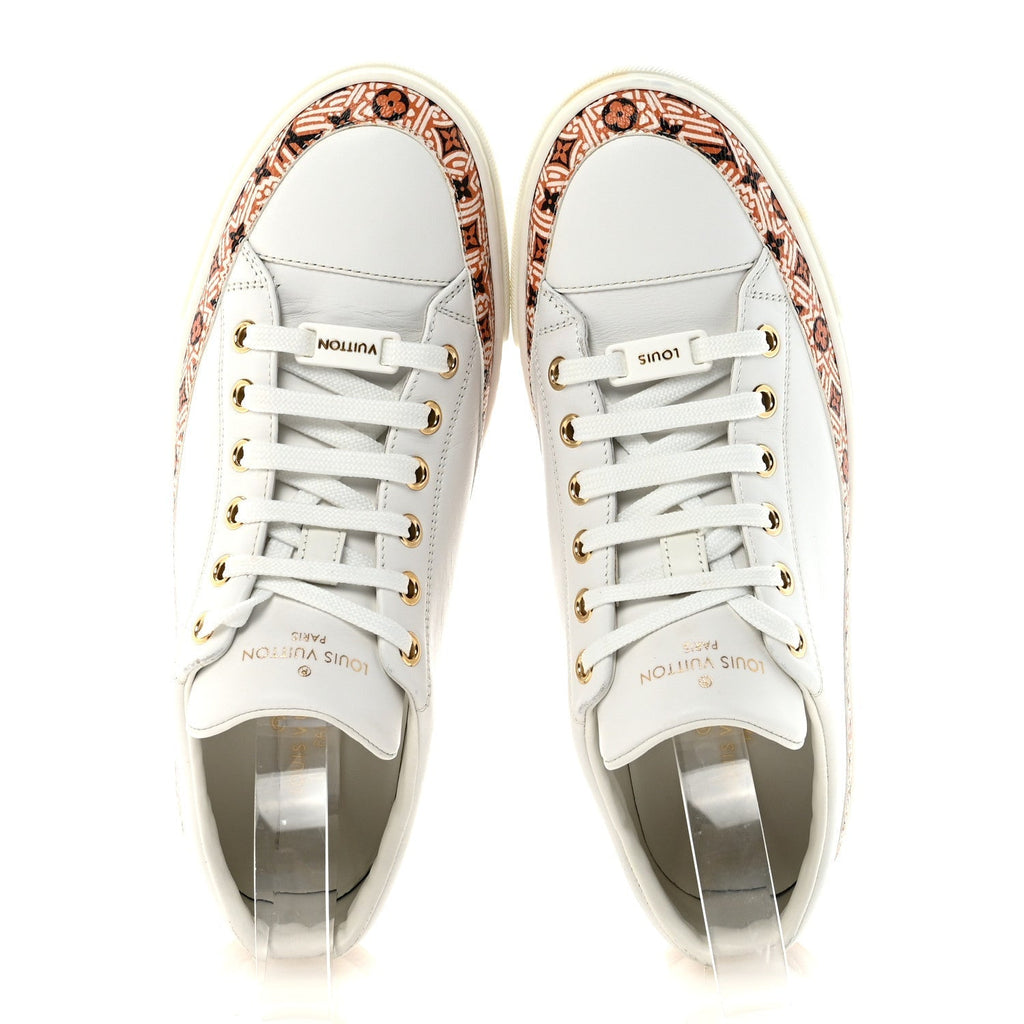 LOUIS VUITTON CALFSKIN MONOGRAM RUN AWAY SNEAKER WHITE WHITE & GOLD