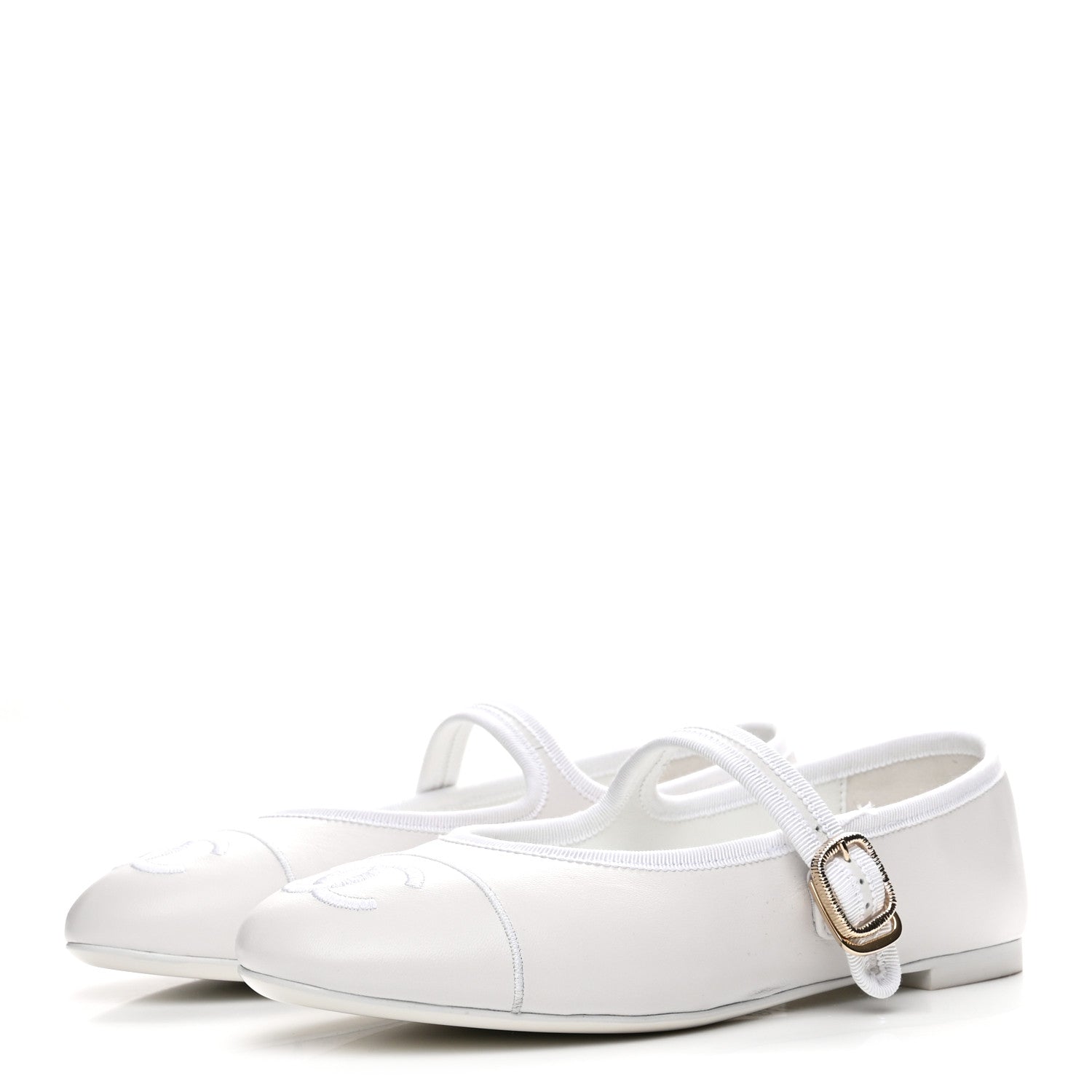 LAMBSKIN MARY JANE FLATS WHITE