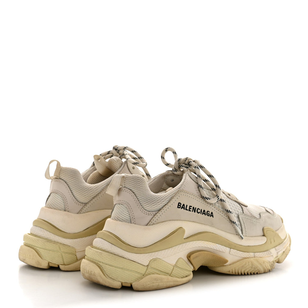 FABRIC MESH WOMENS TRIPLE S SNEAKERS WHITE
