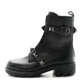 CALFSKIN TONAL ROMAN STUD /40MM COMBAT BOOTS BLACK