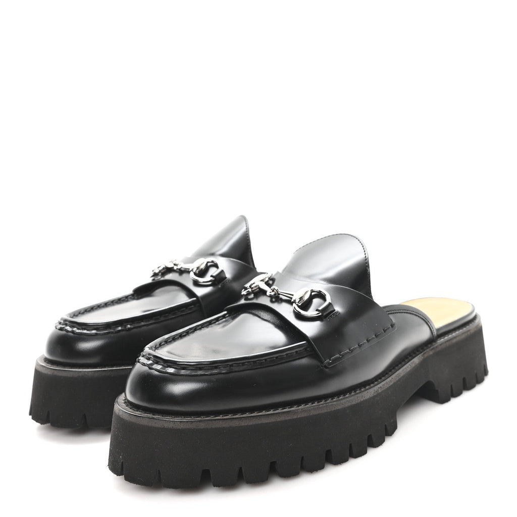 MAGNUM CALFSKIN WOMENS HORSEBIT PLATFORM MULES BLACK