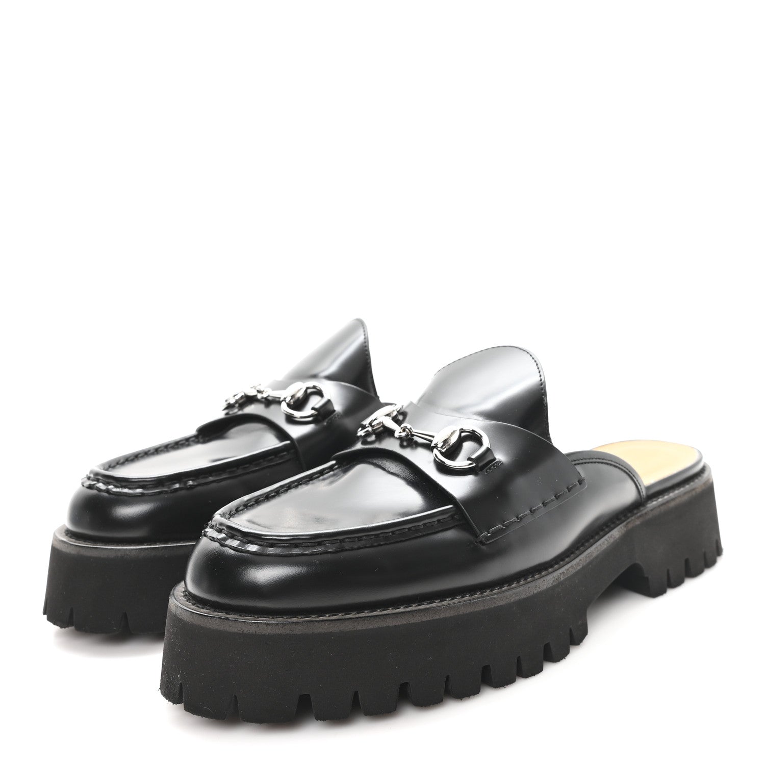 MAGNUM CALFSKIN WOMENS HORSEBIT PLATFORM MULES BLACK