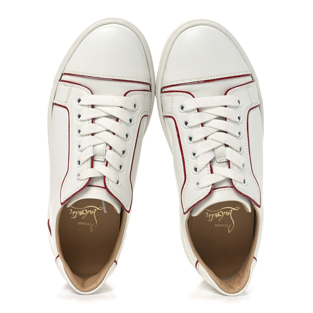 CALFSKIN PATENT VIEIRISSIMA FLAT SNEAKERS WHITE LOUBI