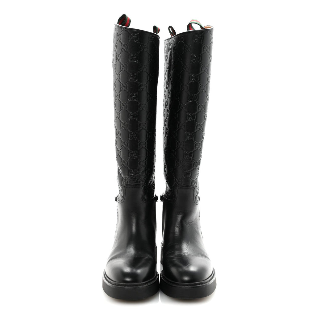 GUCCISSIMA MICHELANGELO SLIM HORSEBIT RIDING BOOTS BLACK