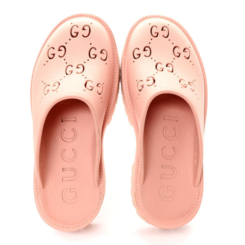 RUBBER GG MONOGRAM PERFORATED ELEA PLATFORM 55MM LUG SOLE SANDALS PEACHY CHIC