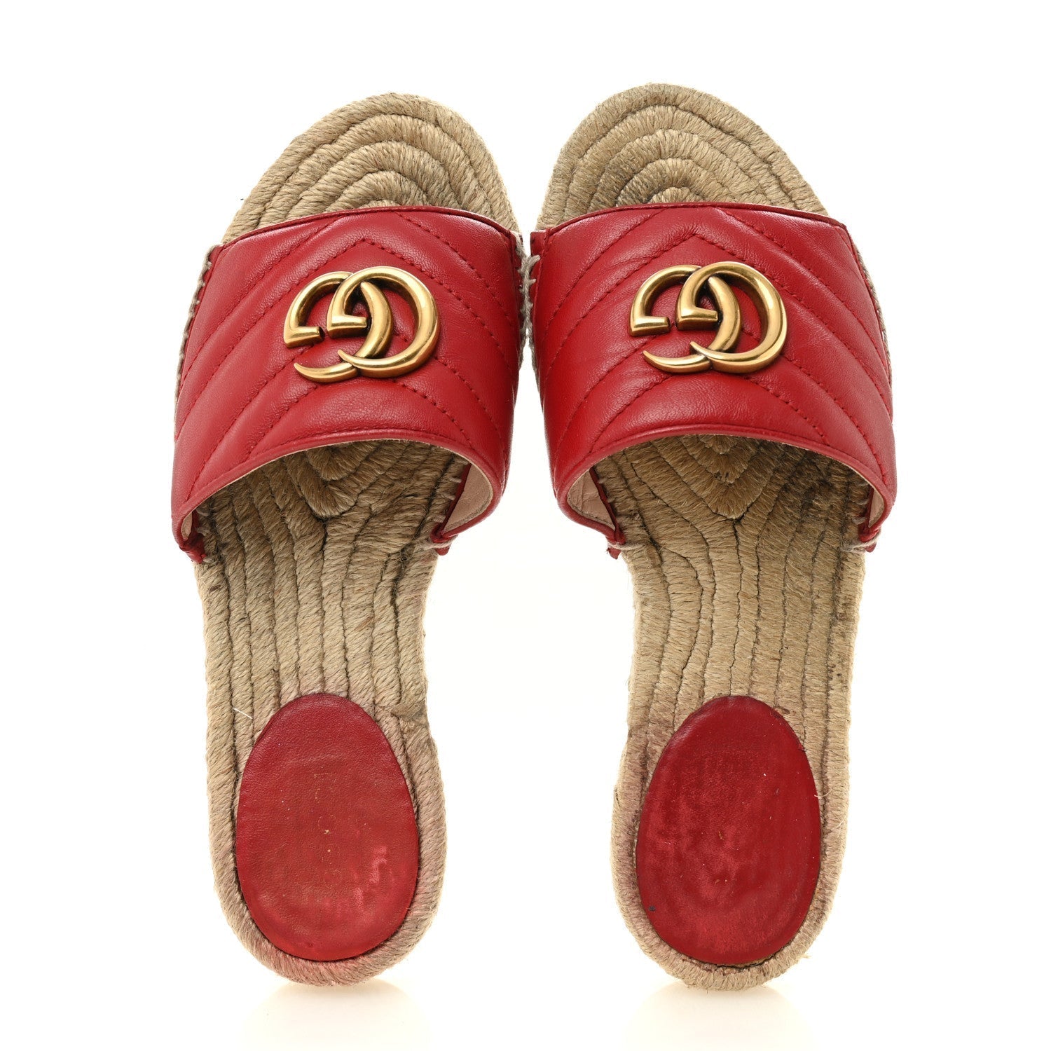 NAPPA MATELASSE GG MARMONT ESPADRILLE SLIDE SANDALS HIBISCUS RED