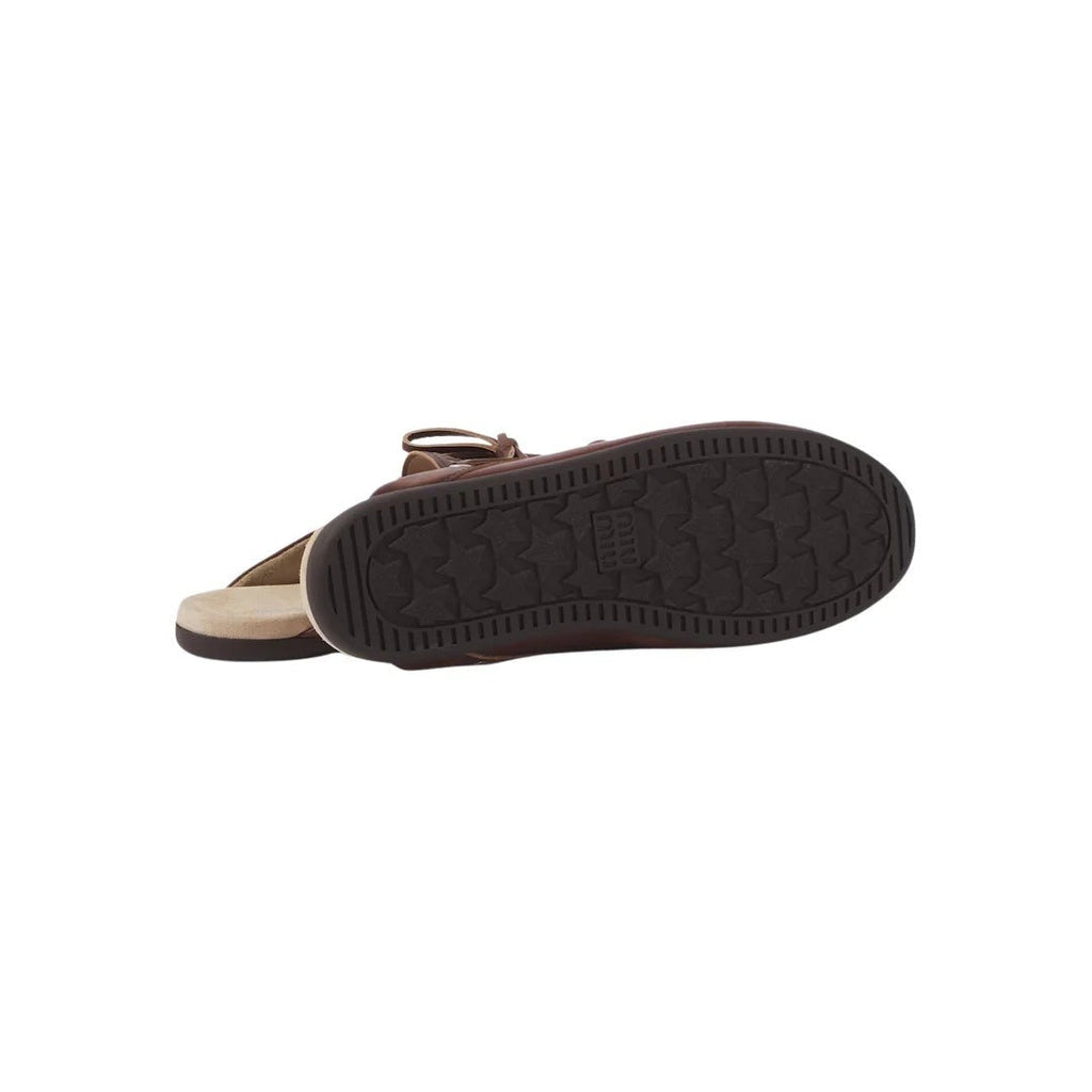 Miu Miu Leather Mules Cream - Brown