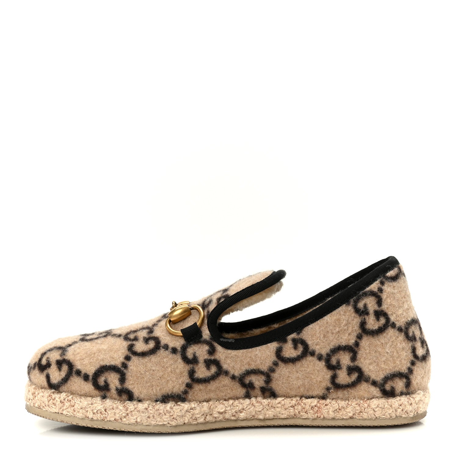 COVERED WOOL GG MONOGRAM WOMENS FRIA HORSEBIT LOAFERS BEIGE EBONY BLACK BUTTERSCOTCH