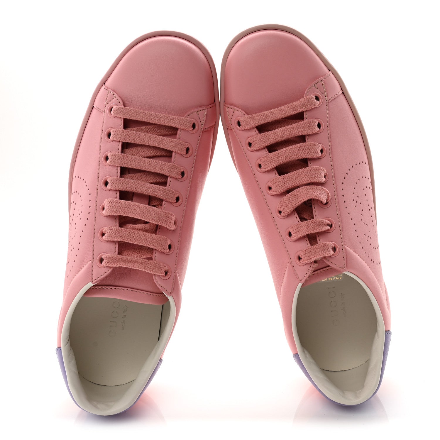 MIRO SOFT CALFSKIN INTERLOCKING G PERFORATED WOMENS ACE SNEAKERS WILD ROSE LAPIS