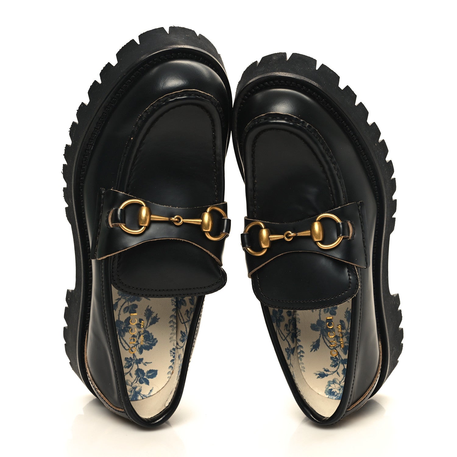 CORDOVAN LUX WOMENS HARALD HORSEBIT 25MM PLATFORM LOAFERS BLACK