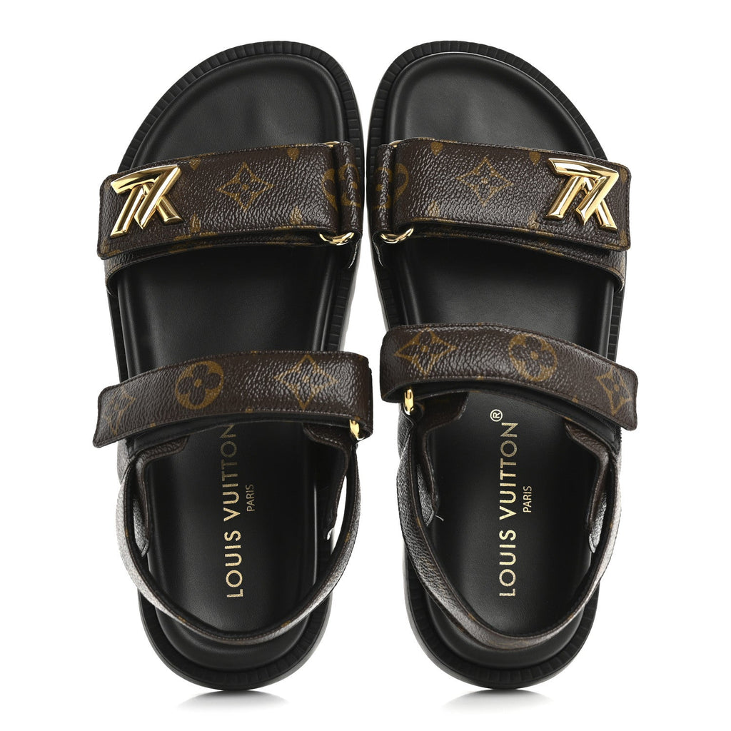 MONOGRAM LV SUNSET COMFORT FLAT SANDALS CACAO BROWN