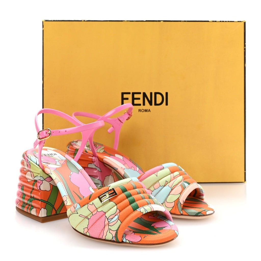 FABRIC CALFSKIN PROMENADE SLINGBACK SANDALS ARANCIO MULTICOLOR LIPSTICK
