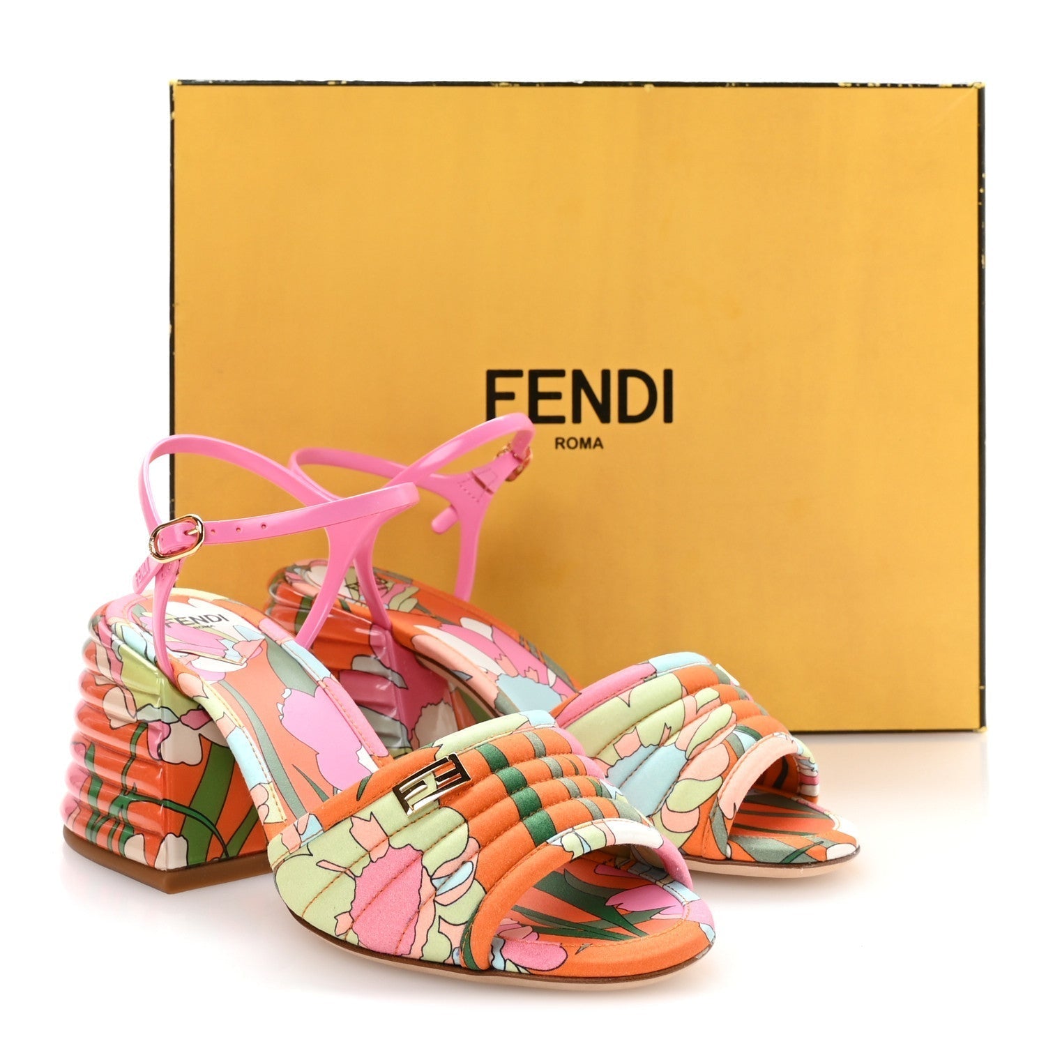 FABRIC CALFSKIN PROMENADE SLINGBACK SANDALS ARANCIO MULTICOLOR LIPSTICK
