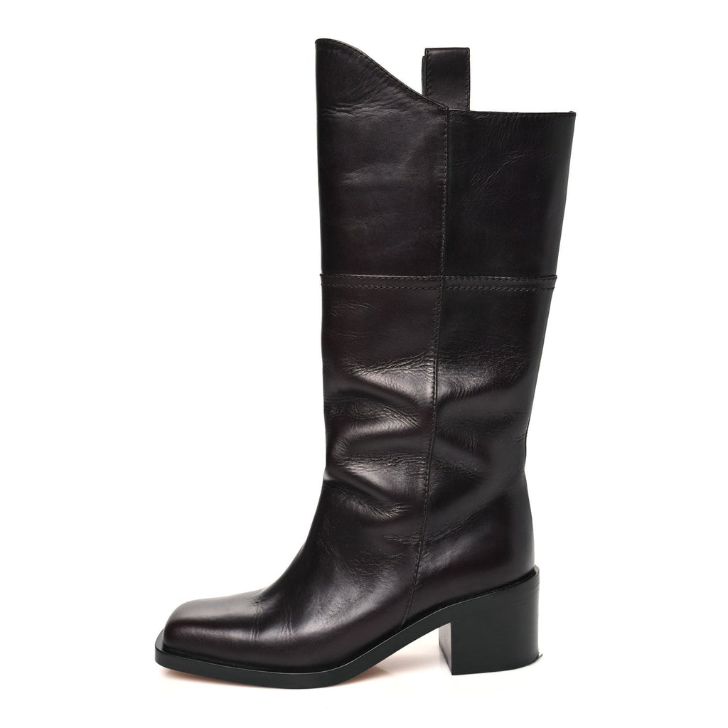 CALFSKIN CC WYOMING KNEE HIGH BOOTS DARK BROWN
