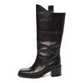 CALFSKIN CC WYOMING KNEE HIGH BOOTS DARK BROWN