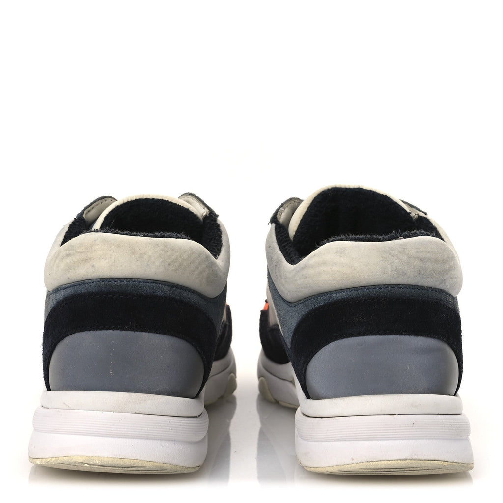 NYLON CALFSKIN SUEDE CC WOMENS SNEAKERS NAVY WHITE ORANGE BLACK
