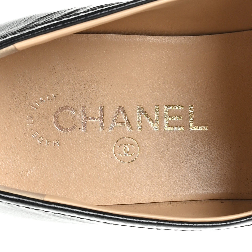 SHINY CRUMPLED CALFSKIN CC MOCASSIN LOAFERS BLACK