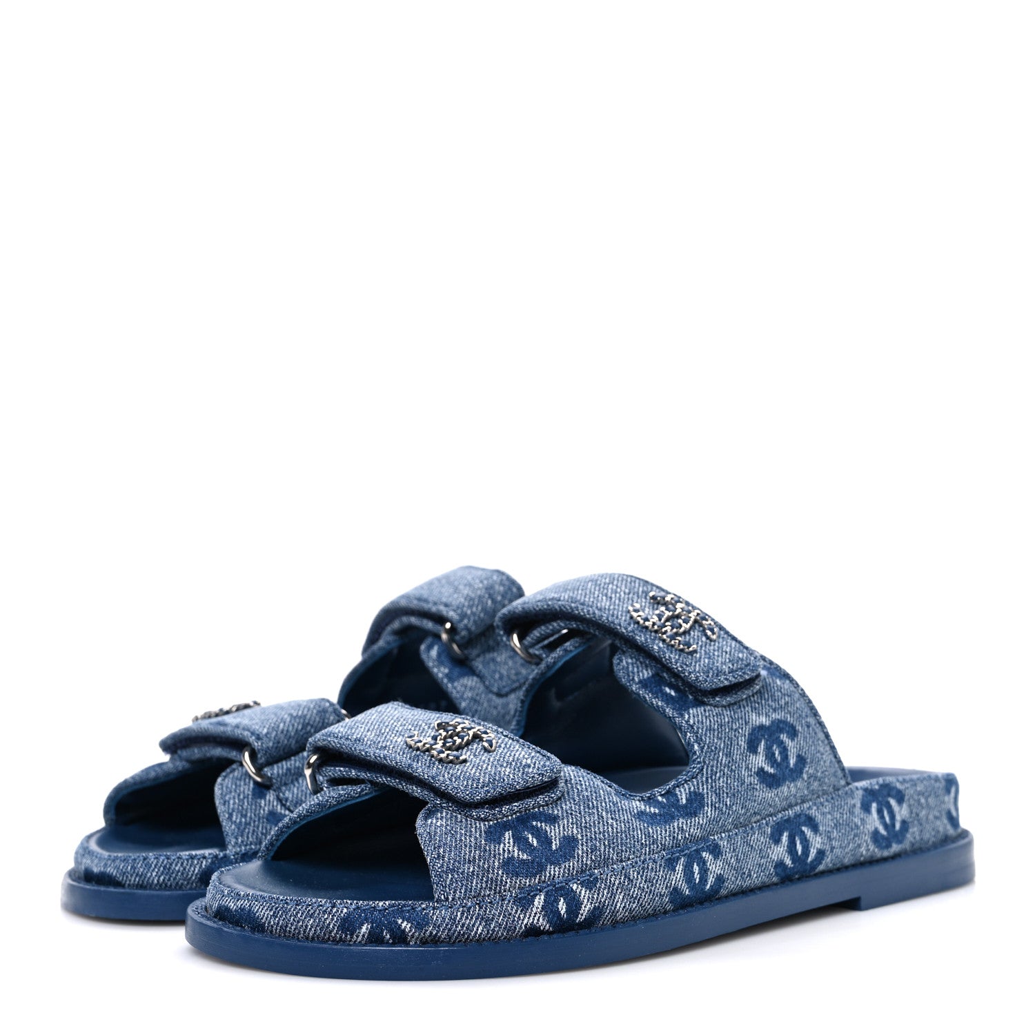 DENIM CC VELCRO DAD CHAIN CC SLIDE SANDALS BLUE