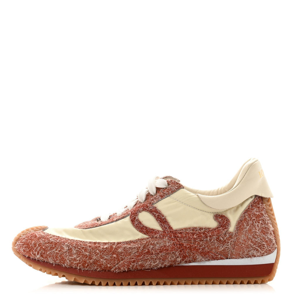 NYLON BRUSHED SUEDE FLOW RUNNER SNEAKERS RED SOFT WHITE