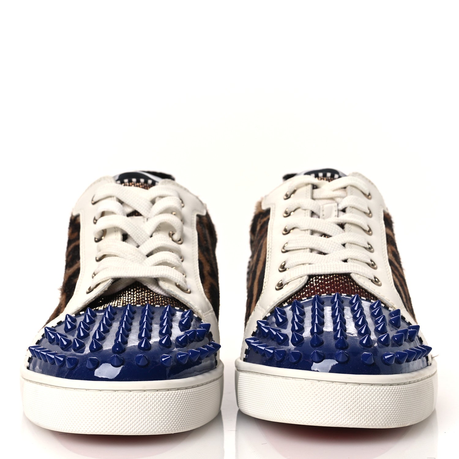 CALFSKIN PATENT SPIKES MENS LOUBIKICK FLAT SNEAKERS MULTI