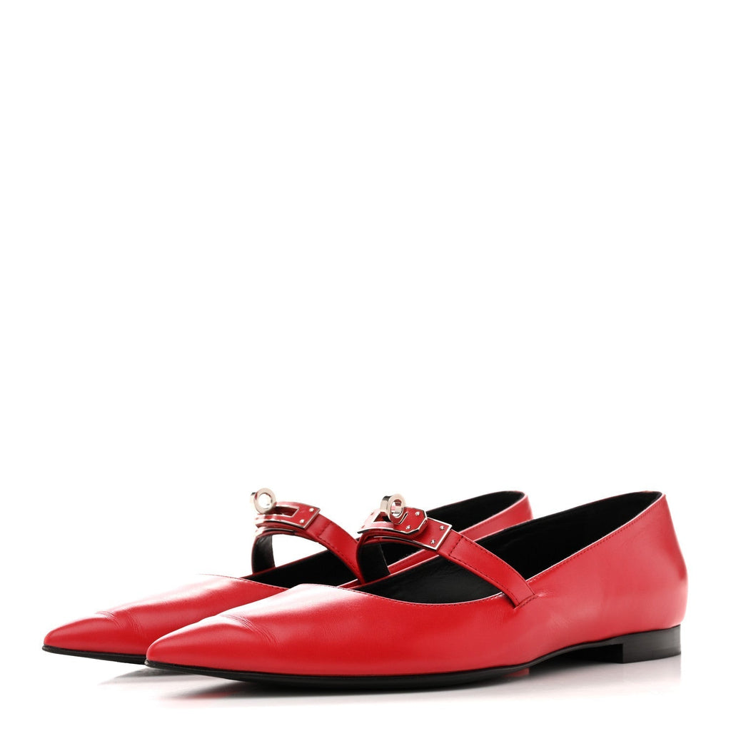 CALFSKIN KELLY BALLET FLATS ROUGE VIF