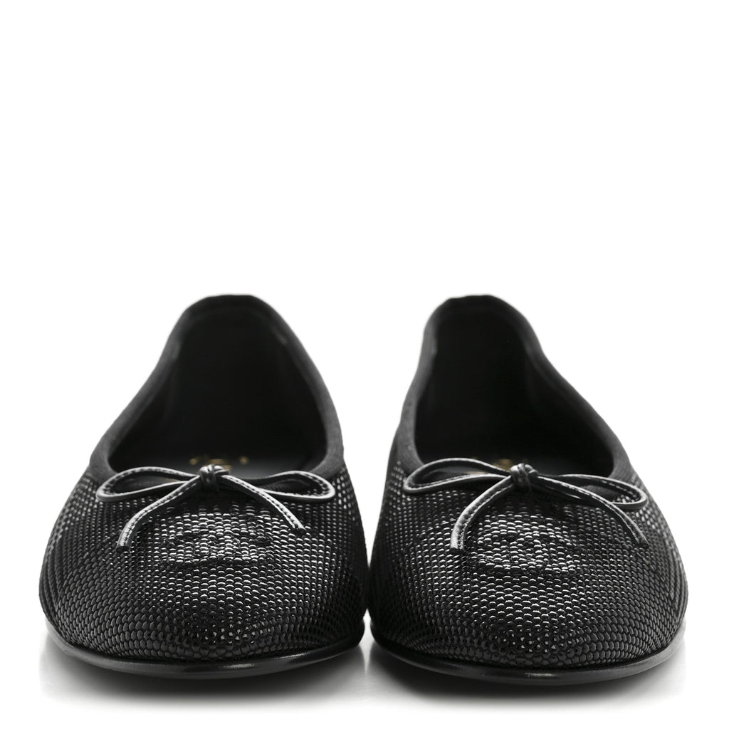 SUEDE KIDSKIN CAP TOE CC BALLERINA FLATS BLACK