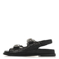 GRAINED CALFSKIN VELCRO DAD SANDALS BLACK