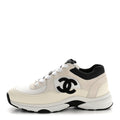 MESH SUEDE GRAINED CALFSKIN WOMENS CC SNEAKERS WHITE BLACK