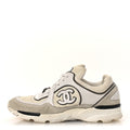 MESH SUEDE CALFSKIN GROSGRAIN WOMENS CC SNEAKERS WHITE BLACK