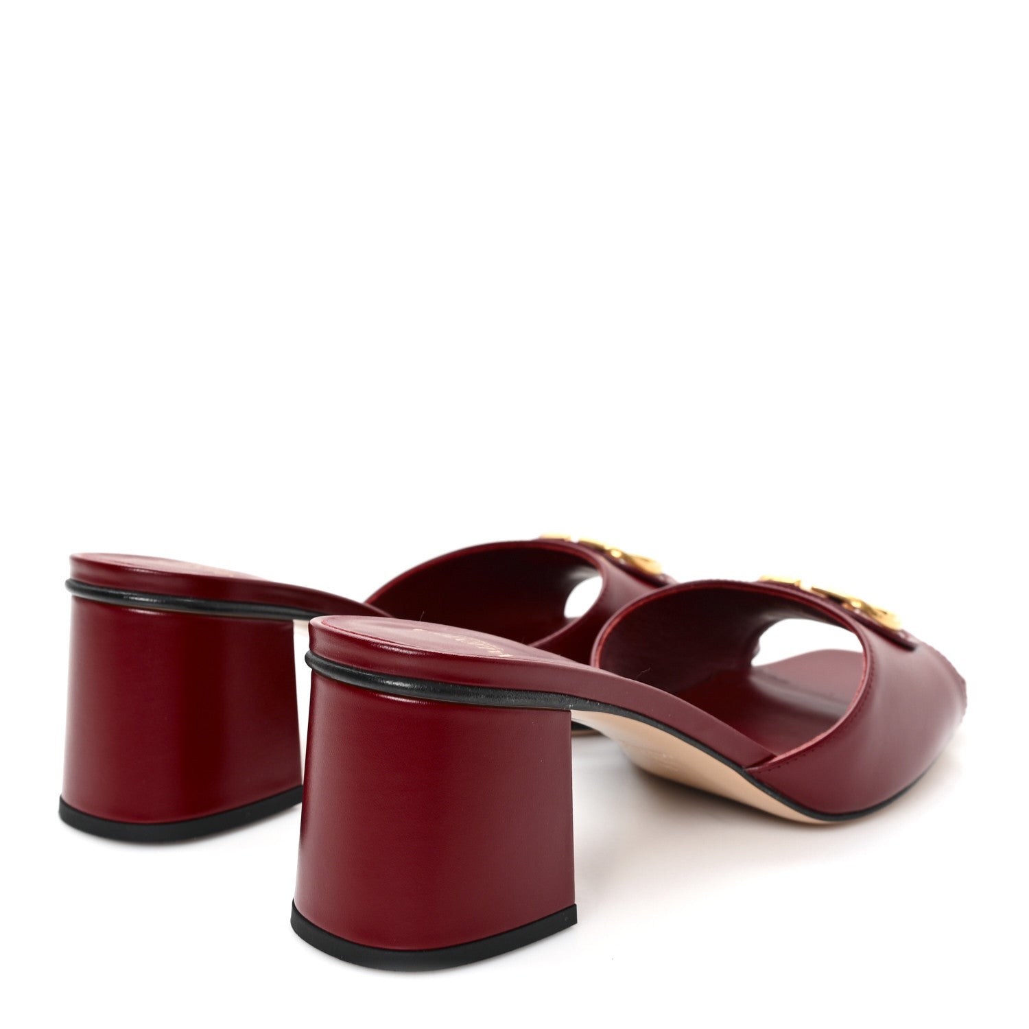 CALFSKIN VLOGO 45MM SLIDE SANDALS BRICK