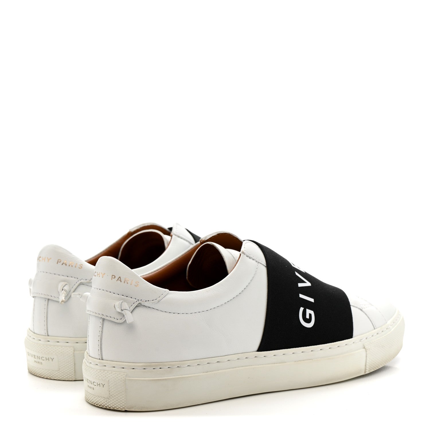CALFSKIN BAND LOGO WOMENS URBAN STREET SNEAKERS WHITE BLACK