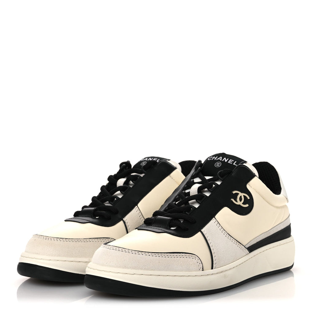 LAMBSKIN SUEDE CALFSKIN SNEAKERS IVORY WHITE BLACK