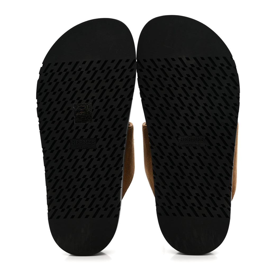 SUEDE GOATSKIN WOMENS JOYCE SANDALS BRUN FUME