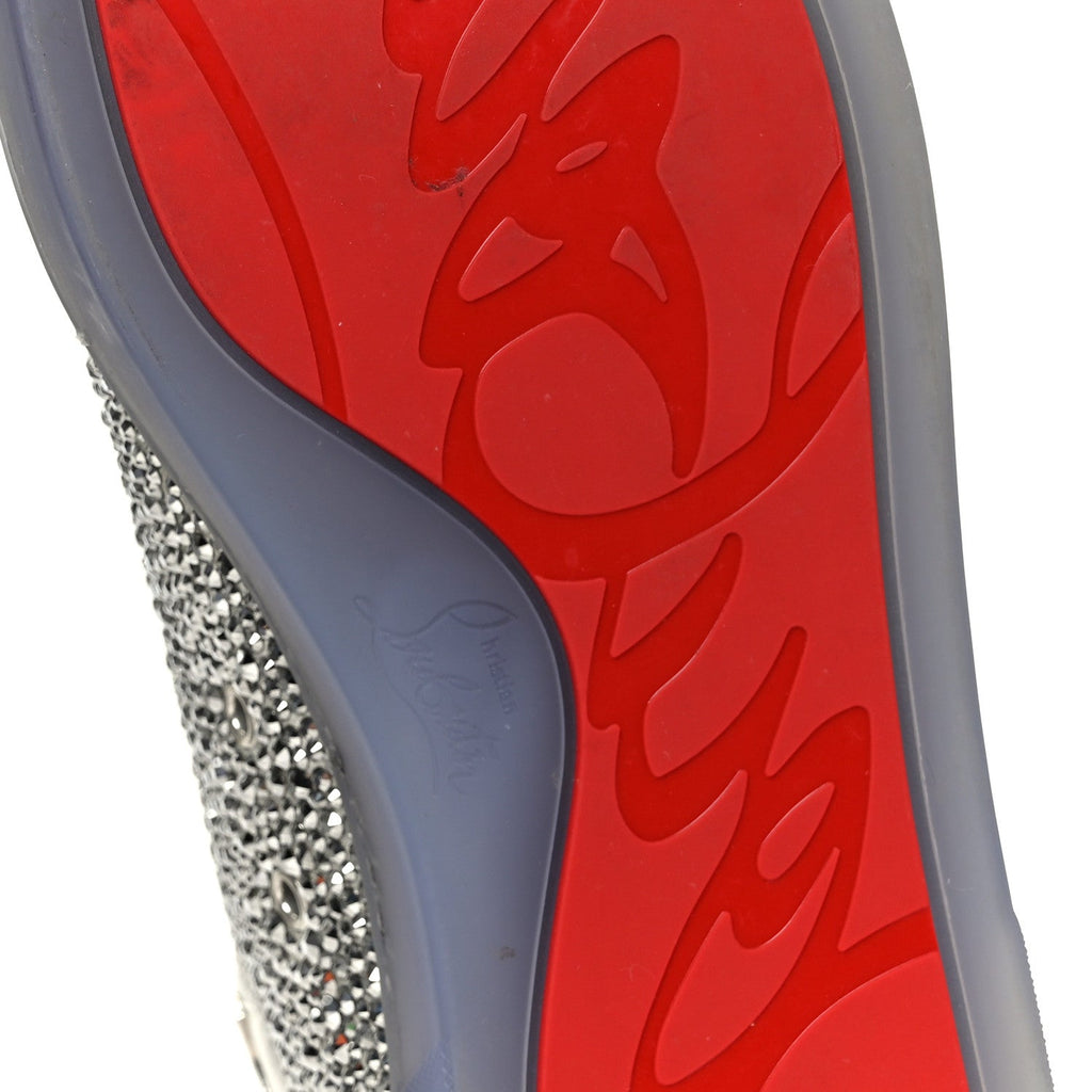 LAMINATED NAPPA FROZEN STRASS MENS LOUIS ORLATO FLAT SNEAKERS SILVER