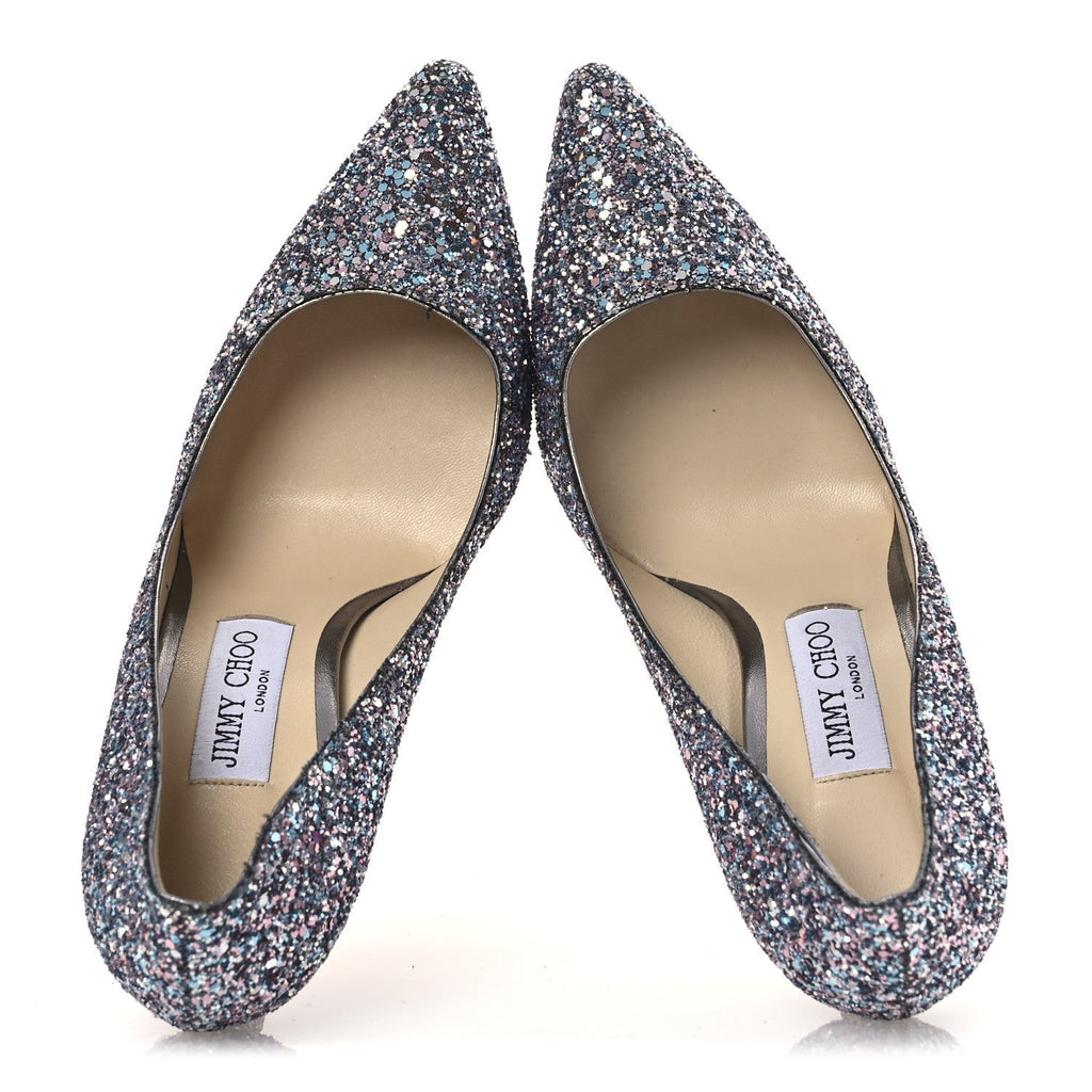 COARSE GLITTER DEGRADE POINTY TOE ROMY 100 PUMPS BUBBLEGUM MULTICOLOR