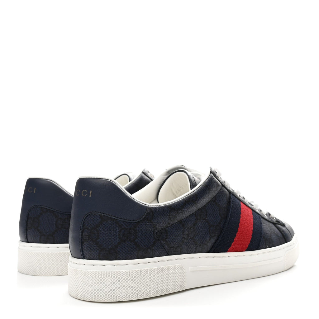 GG SUPREME MONOGRAM AYERS WEB MENS NEW ACE SNEAKERS DARK BLUE