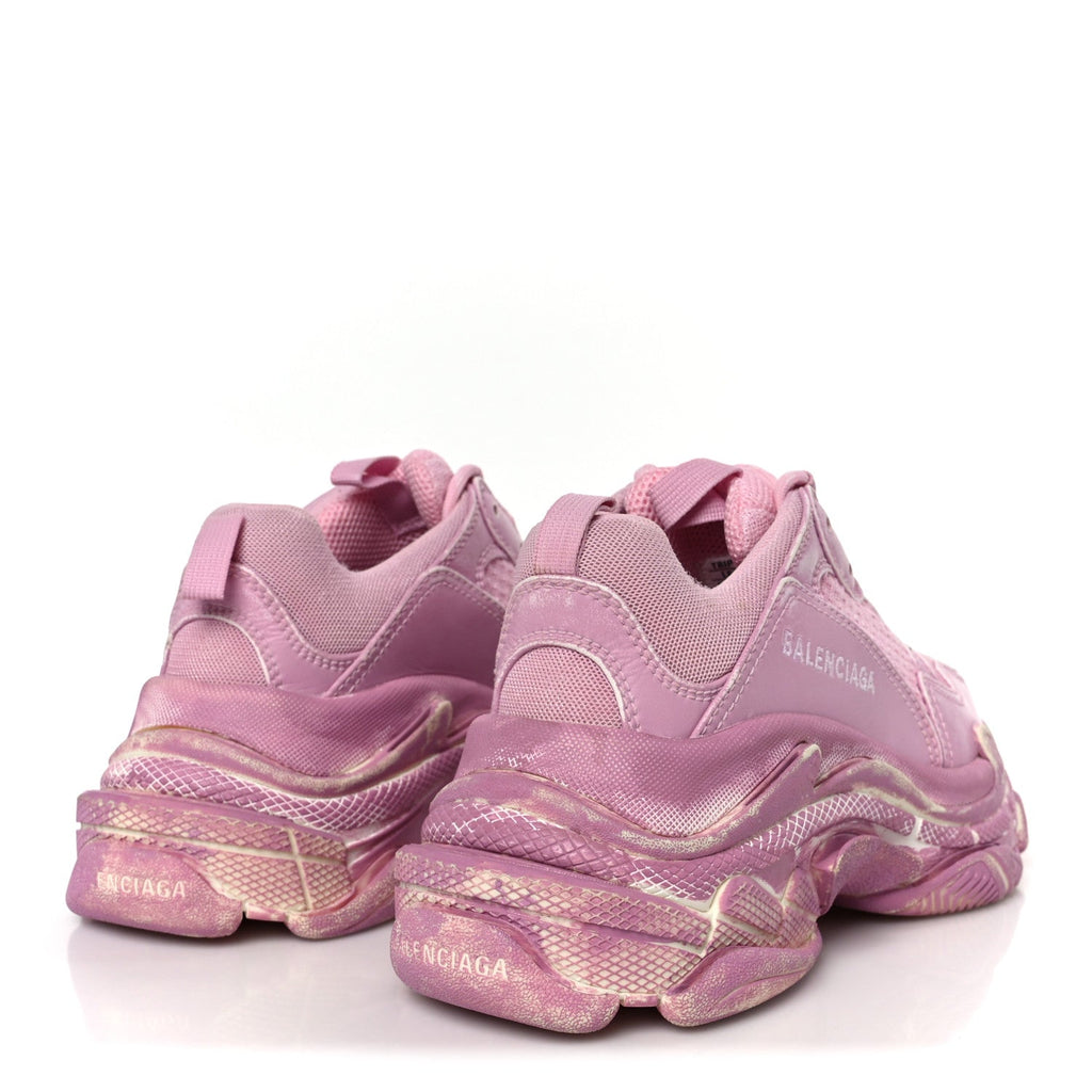 FABRIC MESH DISTRESSED WOMENS TRIPLE S SNEAKERS PINK