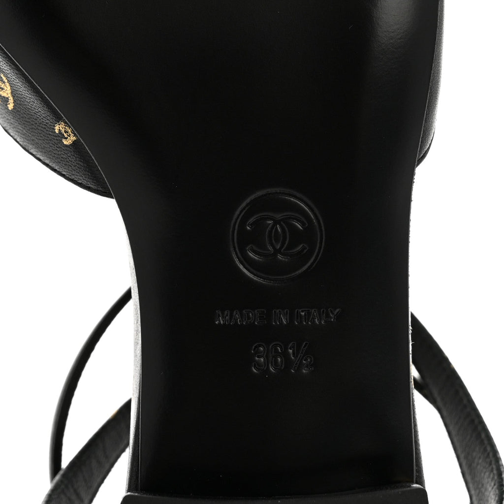 PRINTED LAMBSKIN PATENT CALFSKIN CAP TOE CC SLINGBACKS BLACK GOLD