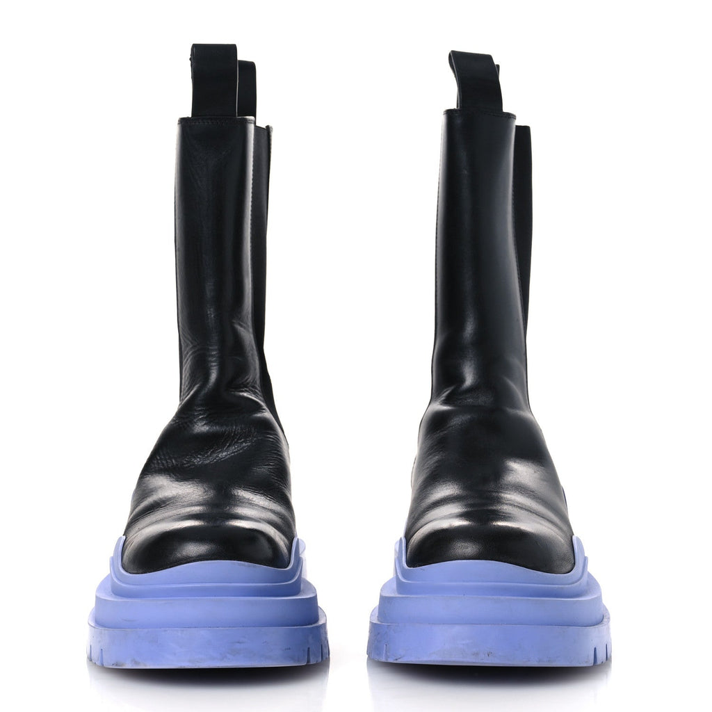 CALFSKIN THE TIRE CHELSEA BOOTS BLACK PERIWINKLE