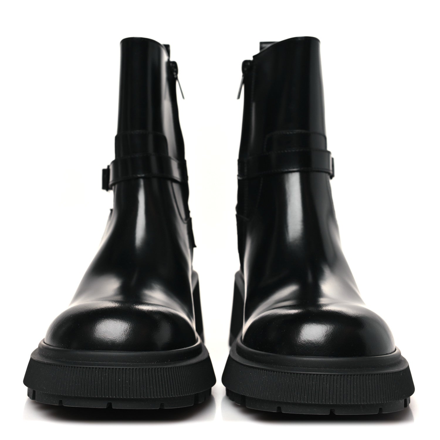 CALFSKIN CONNY FLAT COMBAT BOOTS BLACK