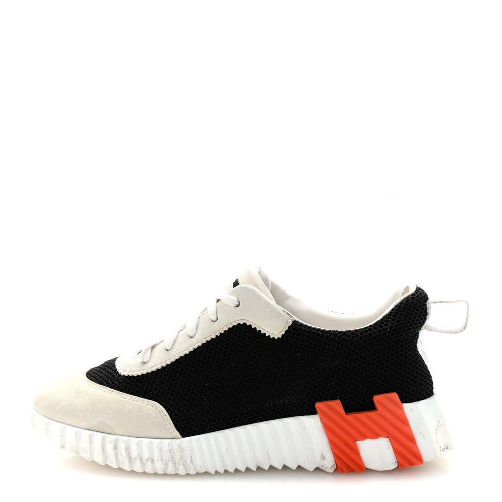AIR MESH SUEDE GOATSKIN BOUNCING SNEAKERS BLACK ORANGE