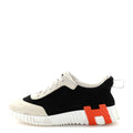 AIR MESH SUEDE GOATSKIN BOUNCING SNEAKERS BLACK ORANGE