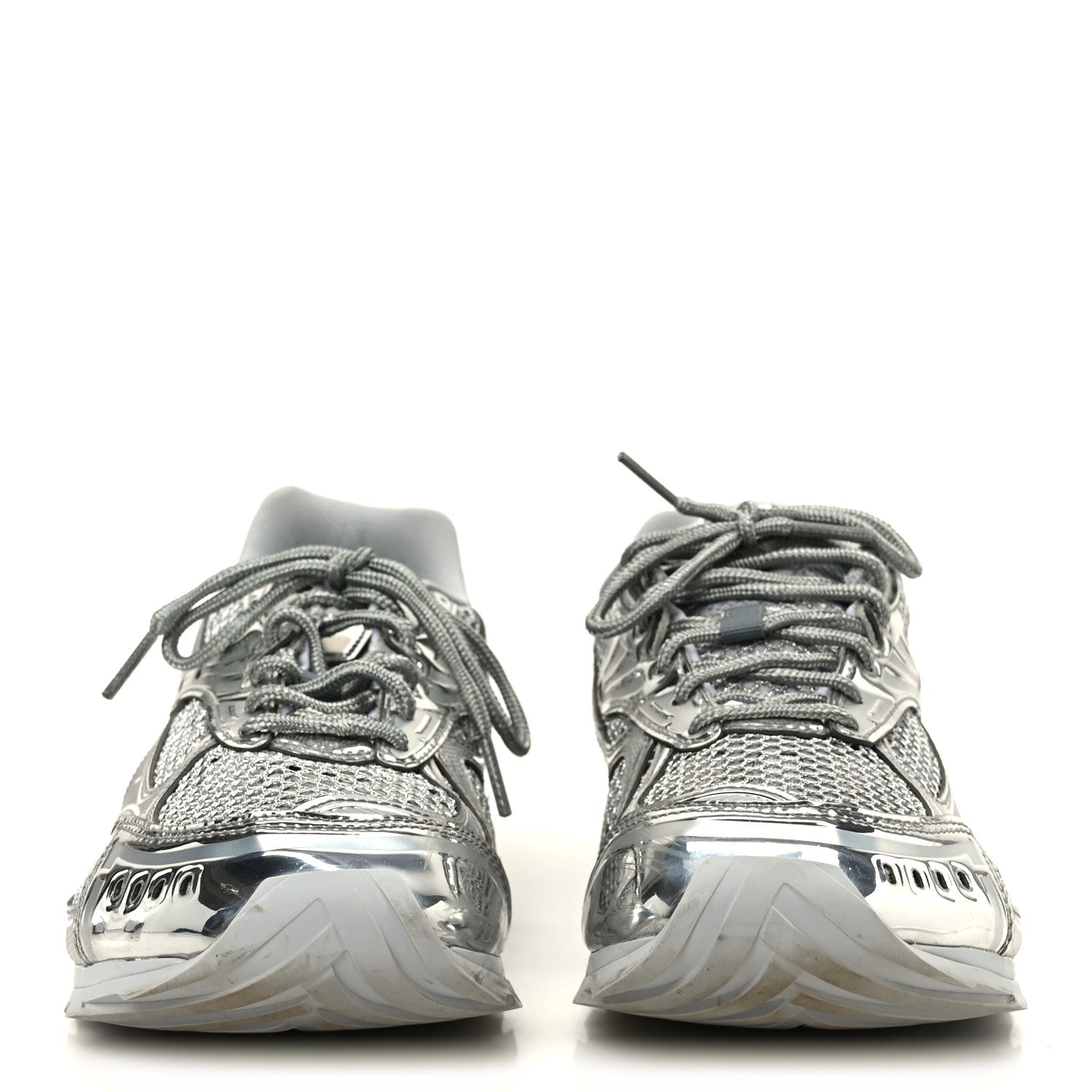 CALFSKIN FISHNET FABRIC ORBIT SNEAKERS SILVER